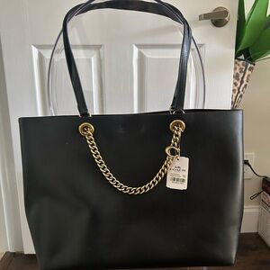 Coach Black Leather Tote Bag